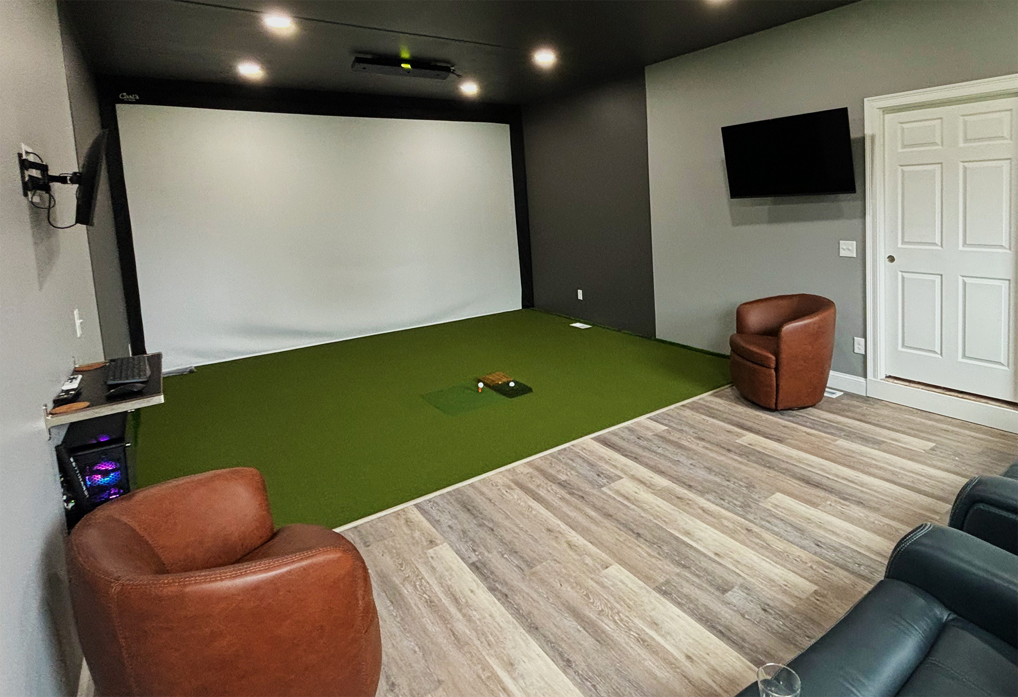 Built-In Screen installed in customer golf room